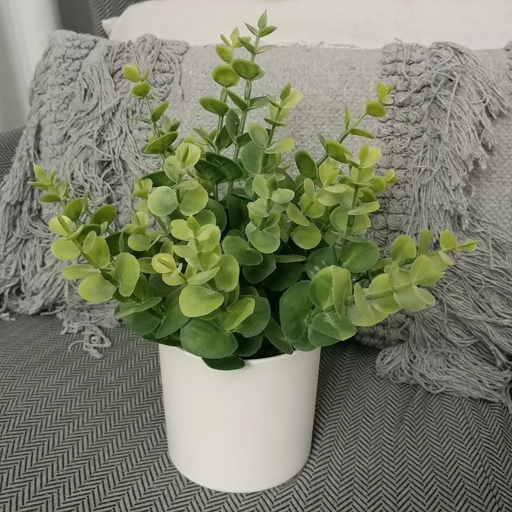 Boxwood Faux Plant Artificial Green Boxwood Arrangement White Planter- Threshold